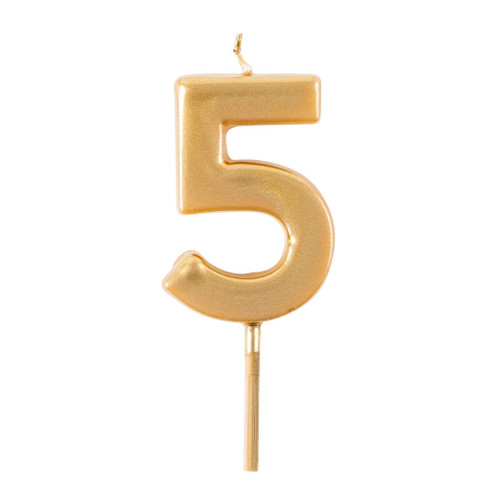 Caspari Gold Number Candle - "5"