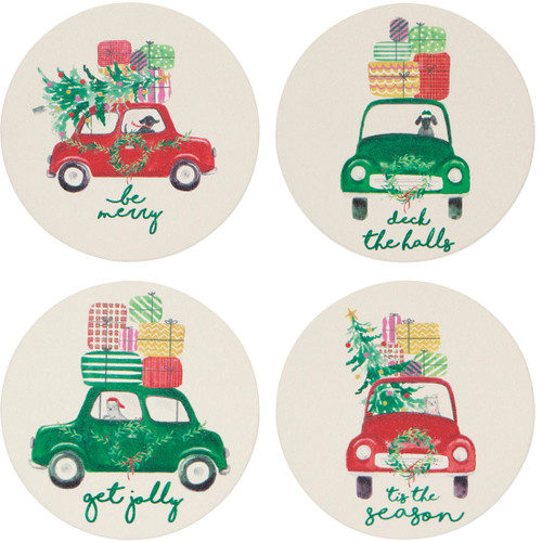 Now Designs Soak Up Coaster, Winter Wheels - Set of 4 (1042006)