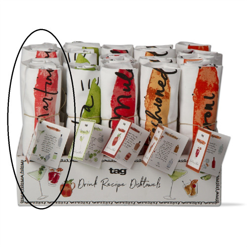 TAG Cocktail Recipe Dishtowel, Dirty Martini (207942D)
