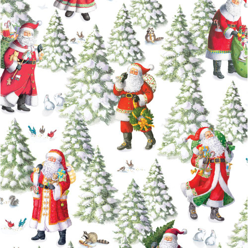 Caspari 8' Continuous Gift Wrap Roll, Dancing Santas