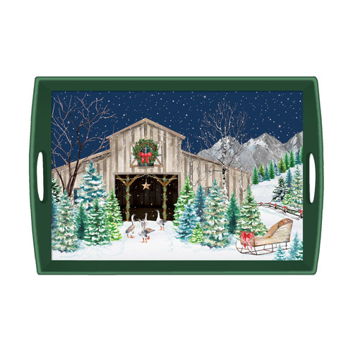Michel Design Works Decoupage Wooden Tray, Christmas Snow