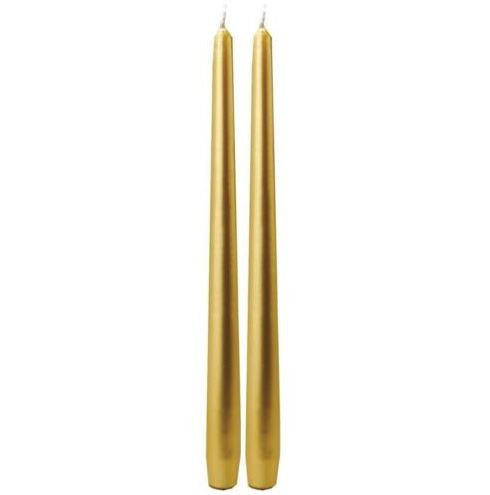 Biedermann & Sons 12" Taper Dinner Candles Pair, Gold