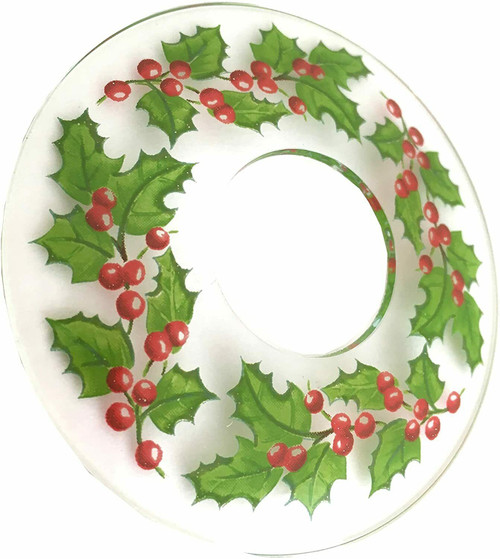 Biedermann & Sons Glass Bobeche Holly, Set of 2
