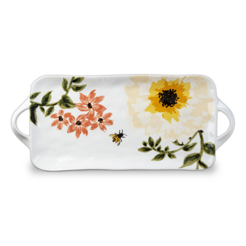 TAG Rectangular Platter with Handles, Bee Floral (G13850)