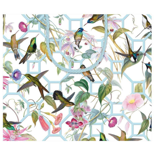 Caspari Large Gift Bag, Hummingbird Trellis