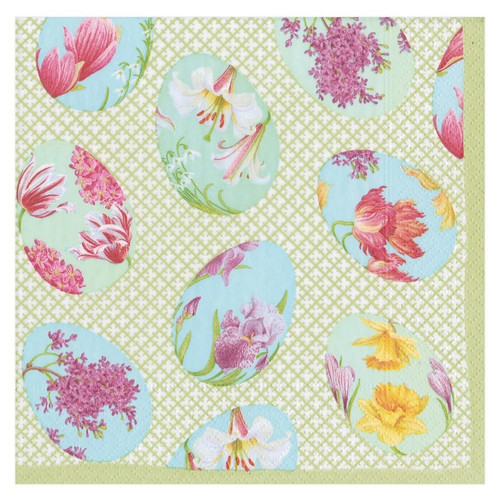 Caspari Paper Luncheon Napkins, Floral Decorated Eggs - 2 Packs (15690L)
