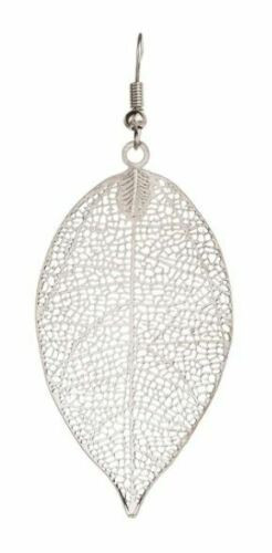 Rain Silver Mesh Leaf Earrings