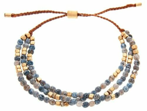 Rain Gold Blue Bead Slide Knot Bracelet