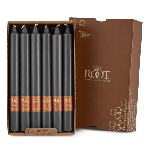 Root 9" Smooth Arista Candles, Stone - Box of 12 (89195)