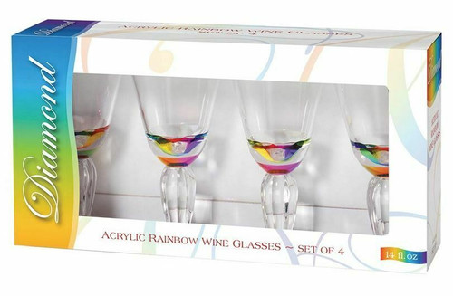 Merritt Acrylic Rainbow 12 oz Wine Glasses, Set of 4 (24042)