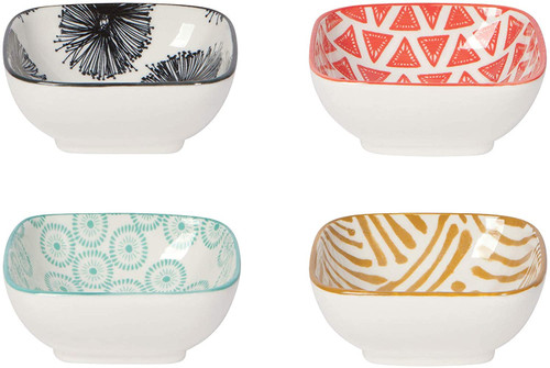 Now Designs Stamped Square Pinch Bowls, Mix & Prep - Set of 4 (L143001)