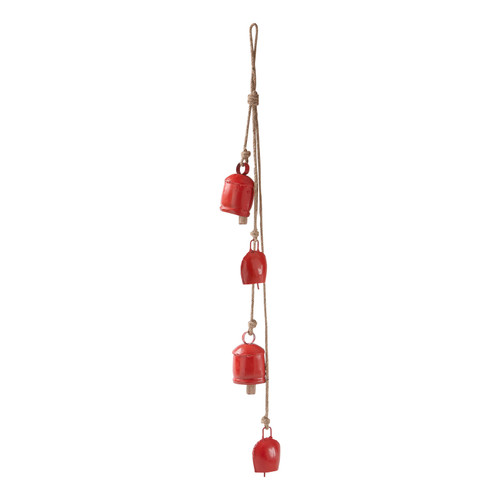 TAG Red Antique Bells & Jute Rope Swag (G14825)
