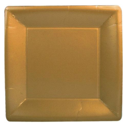 Caspari Square Paper Salad/Dessert Plates, Gold - 2 Packs (8970SP)