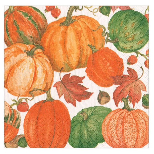 Caspari Paper Beverage Napkins, Pumpkin Field - 2 Packs (16550C)
