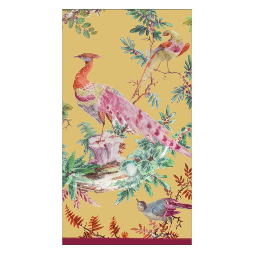 Caspari Paper Guest Towel Napkins, Chelsea Birds Gold - 2 Packs (16580G)