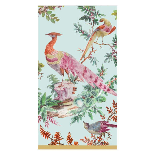 Caspari Paper Guest Towel Napkins, Chelsea Birds Celadon, 2 Pack (16581G)