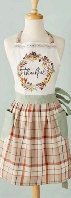 Design Imports India Printed Apron, Thankful Autumn Wreath
