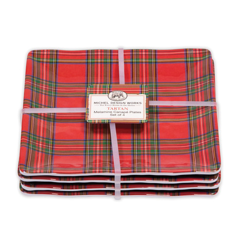 Michel Design Works Melamine Canape Plates, Tartan - Set of 4 (SWCPS348)