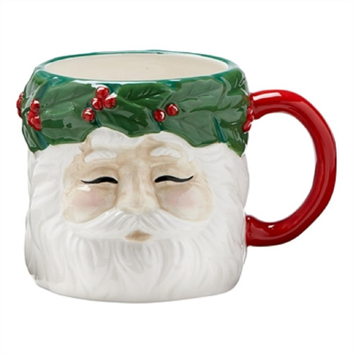 TAG Christmas Mug, Vintage Santa with Wreath (G14701)