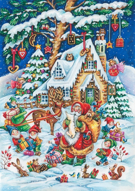 Vermont Christmas Company Christmas Card Advent Calendar, Santa & Elves (BB423)