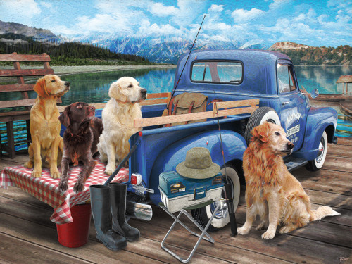 Vermont Christmas Company Jigsaw Puzzle, Dogs Gone Fishing - 550 Piece (VC1177)
