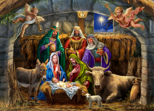 Vermont Christmas Company Jigsaw Puzzle, In the Manger - 1000 Piece (VC1198)
