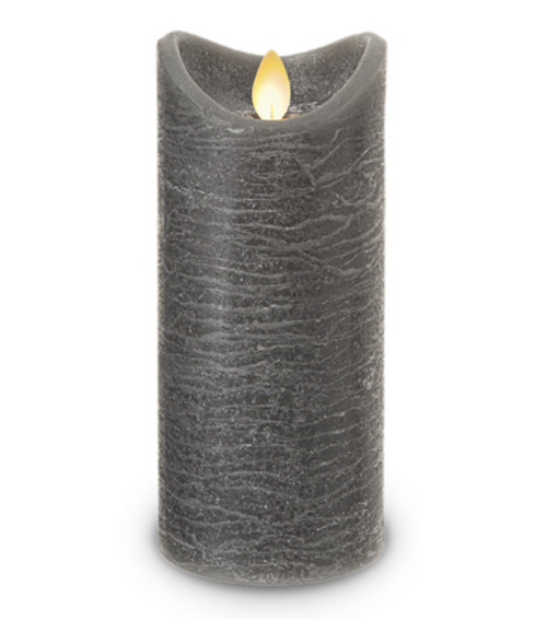 Ganz LED Textured Wax Pillar, Charcoal - 3 x 7" (LLW1329)
