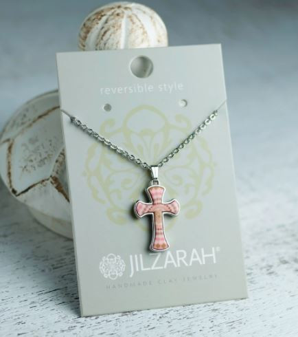 Jilzarah Pastel Sky Reversible Cross Necklace