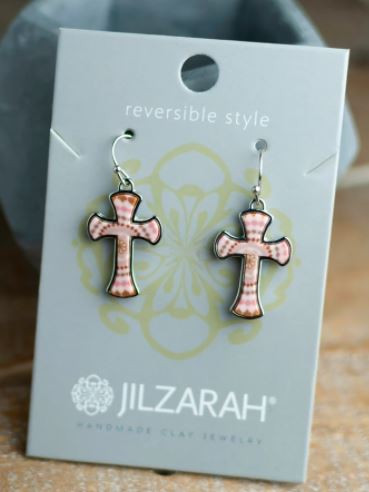Jilzarah Pastel Sky Reversible Cross Earrings