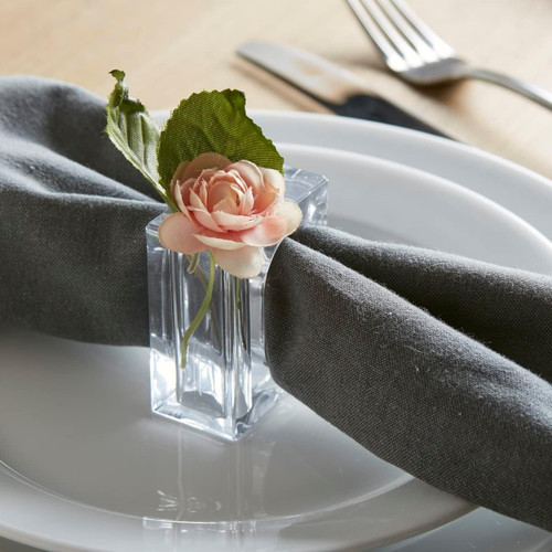 Huang Acrylic 2-in-1 Budvase Napkin Ring, Set of 4 (4416)