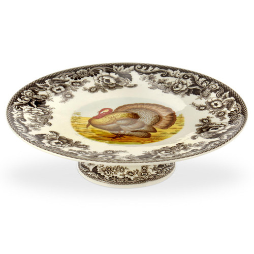 Portmeirion Spode Footed Cake Plate, Woodland Turkey