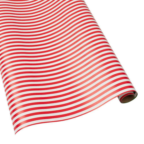 Caspari 8' Continuous Gift Wrap Roll, Reversible Club Stripe Red & Green (9727RC)