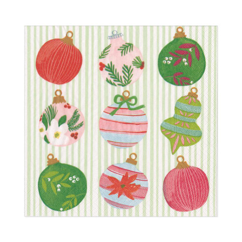 Caspari Paper Luncheon Napkins, Painted Ornaments - 2 Packs (16710L)