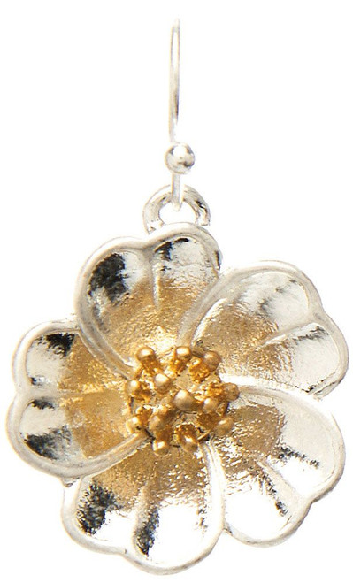 Rain Silver Gold Pansy Earrings