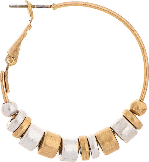 Rain Two Tone Nuggest Leverback Hoop Earrings