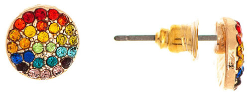 Rain Gold Post with Rainbow Crystal Earrings