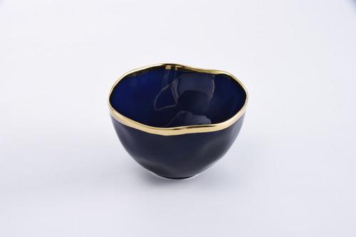 Pampa Bay Sunset by the Sea Medium Bowl, Blue/Gold (BLU-2599)