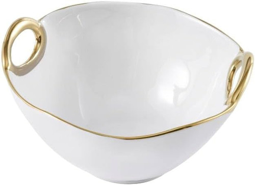 Pampa Bay Golden Handles Snack Bowl, White & Gold (CER-2659-WG)