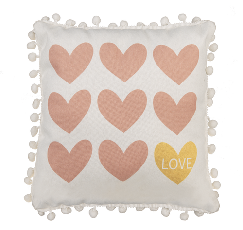 Midwest CBK Decorative Pillow with Pom Trim, Yellow Love Heart (CB177057A)