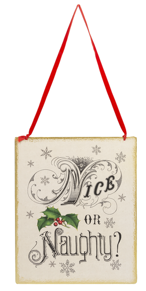 Midwest CBK Vintage Holidays Wall Décor, Nice or Naughty
