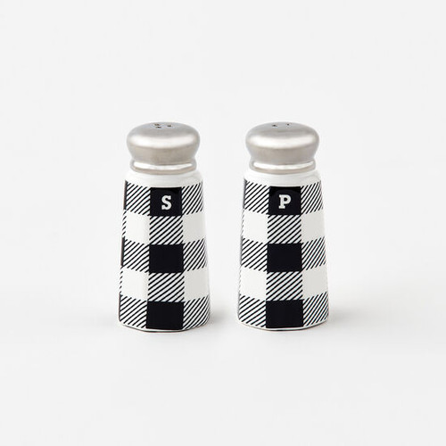 One Hundred 80 Degrees Salt & Pepper Set, Black & White Gingham (CN0068)