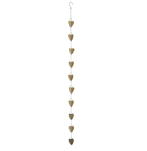 Midwest CBK Gold Patina Heart Rain Chain