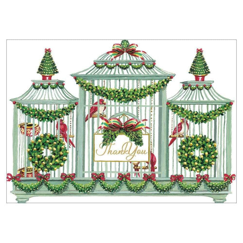 Caspari Thank You Notes, Birdcage Foil - Pack of 8 (89619.44)