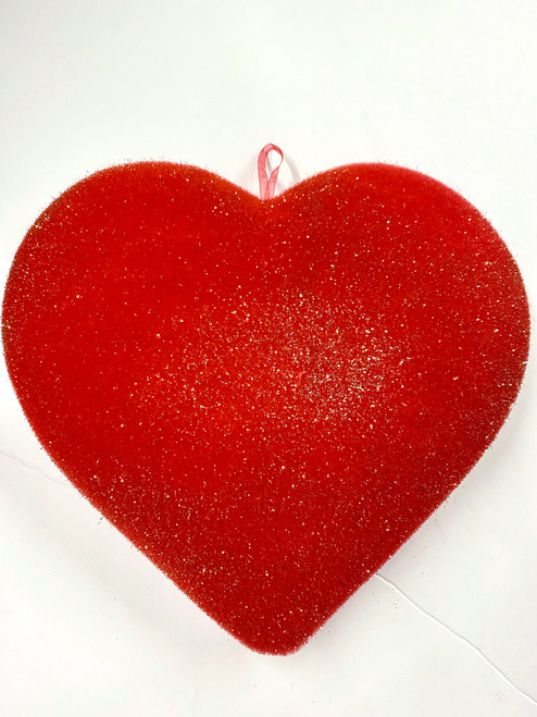 One Hundred 80 Degrees 12" Valentines Day Flocked Heart, Red (WH0110B)