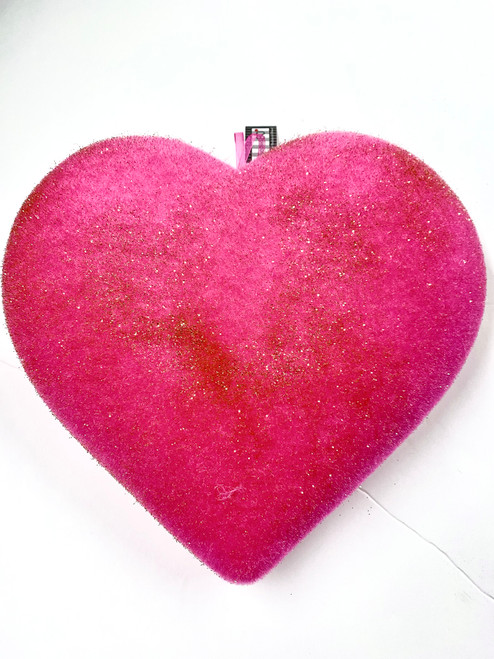 One Hundred 80 Degrees 12" Valentines Day Flocked Heart, Pink (WH0110C)