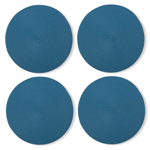 TAG Round Woven Placemats, Aqua - Set of 4 (G11811)