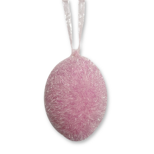 One Hundred 80 Degrees Flocked Pastel Egg Ornament, Hot Pink
