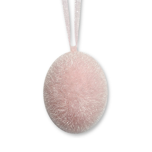 One Hundred 80 Degrees Flocked Pastel Egg Ornament, Baby Pink (WH0141F)