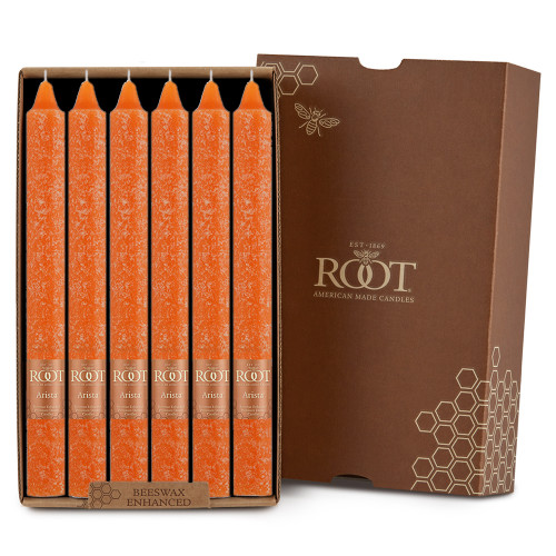 Root Timberline Arista Candles 9" , Pumpkin - Box of 12 (589210)