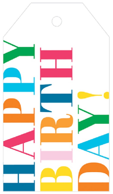 Caspari Happy Birthday Hanging Gift Tag, 2 Pack (HT048)